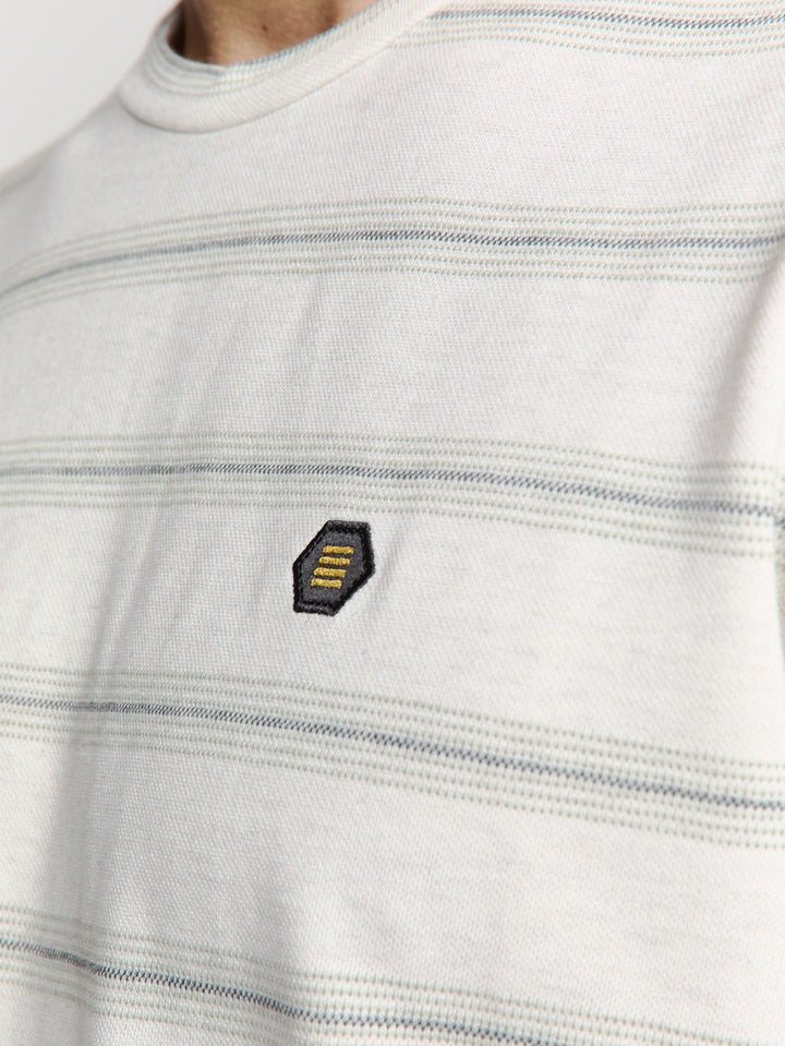 T-shirt Crewneck Jacquard Stripe - Ecru Dessin