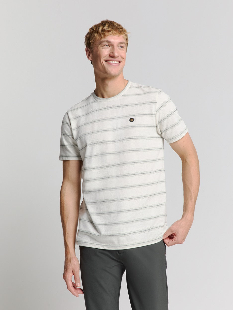 T-shirt Crewneck Jacquard Stripe - Ecru Dessin