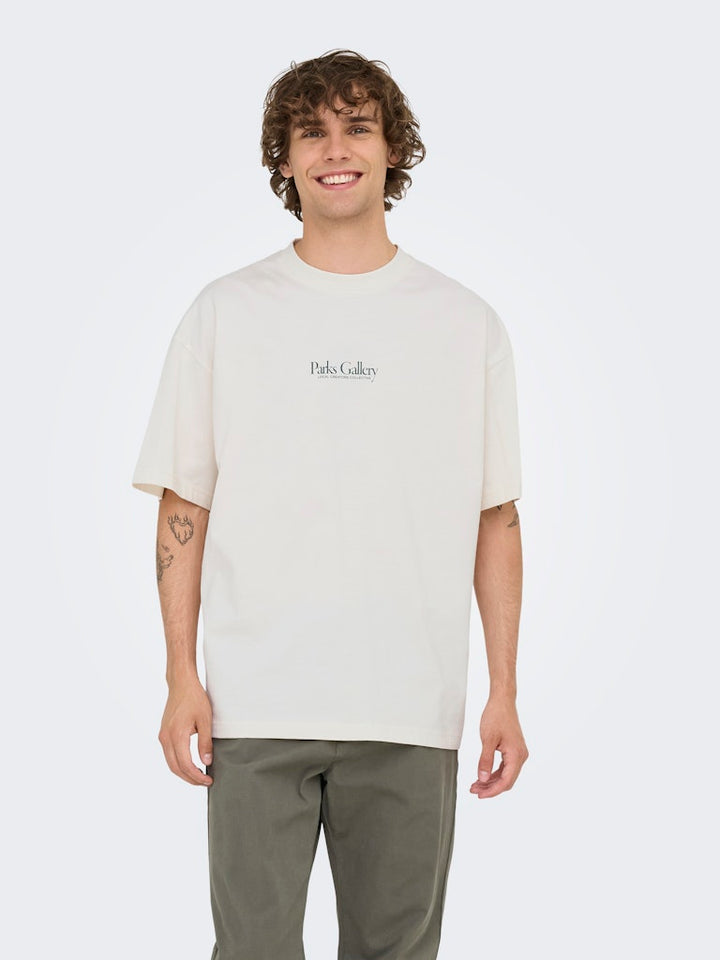 Onsparker Ss Loose Tee - Wit Dessin
