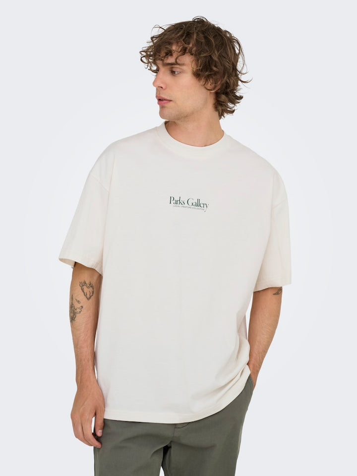 Onsparker Ss Loose Tee - Wit Dessin