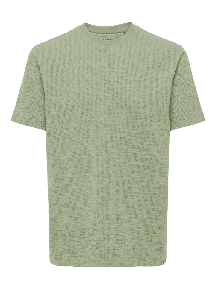 Onskian Reg Seersucker Ss Tee - Olijf