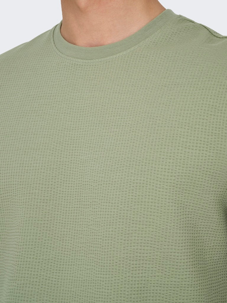 Onskian Reg Seersucker Ss Tee - Olijf