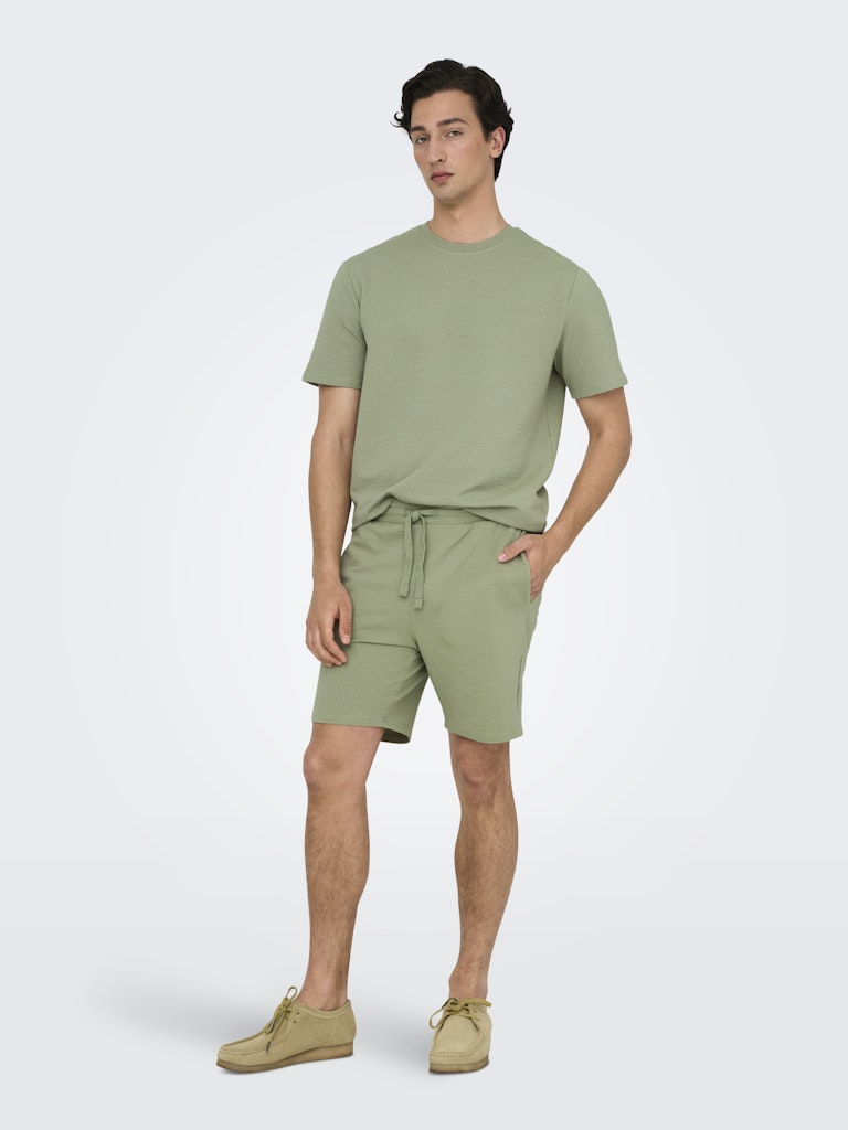 Onskian Reg Seersucker Ss Tee - Olijf