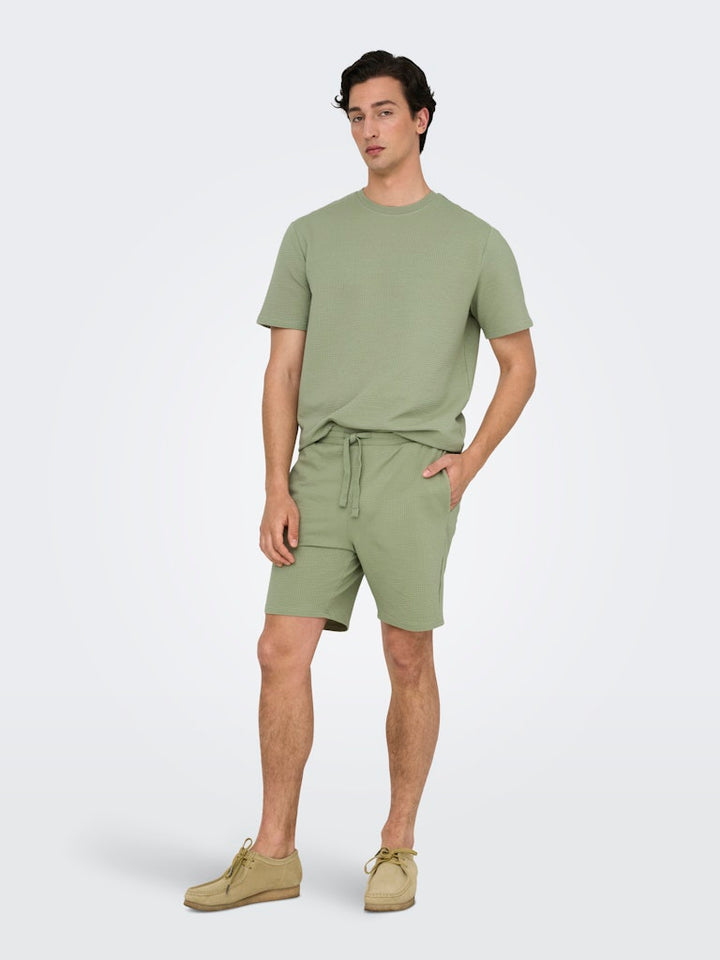 Onskian Reg Seersucker Ss Tee - Olijf