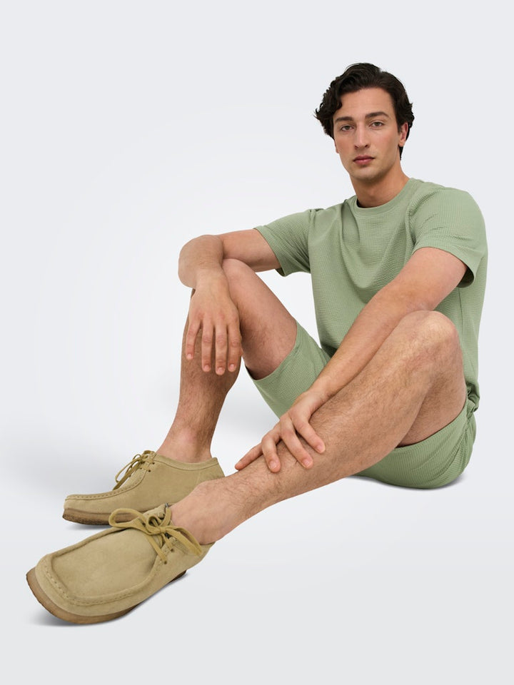 Onskian Reg Seersucker Ss Tee - Olijf