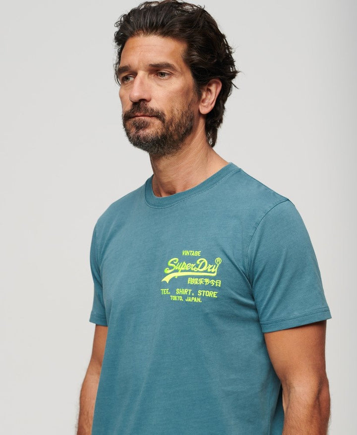 Neon Vintage Log T-shirt - Oud Groen