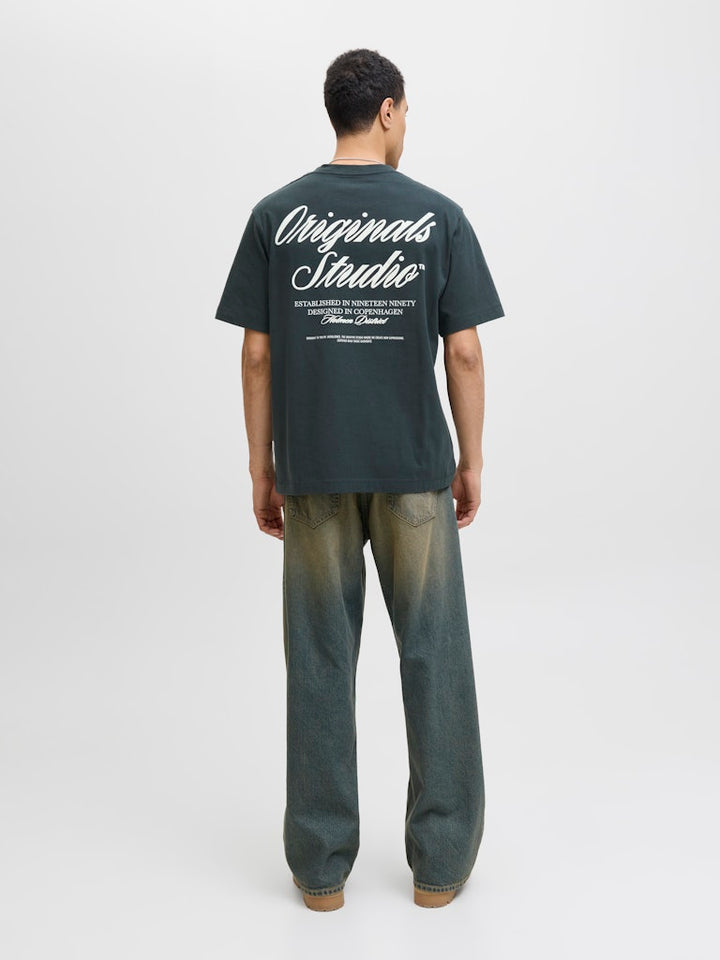 Jornorrebro Typo Tee Ss Crew Neck Noos - Donkergroen