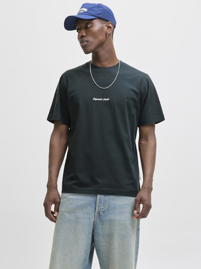 Jornorrebro Emb Tee Ss Crew Neck Noos - Donkergroen