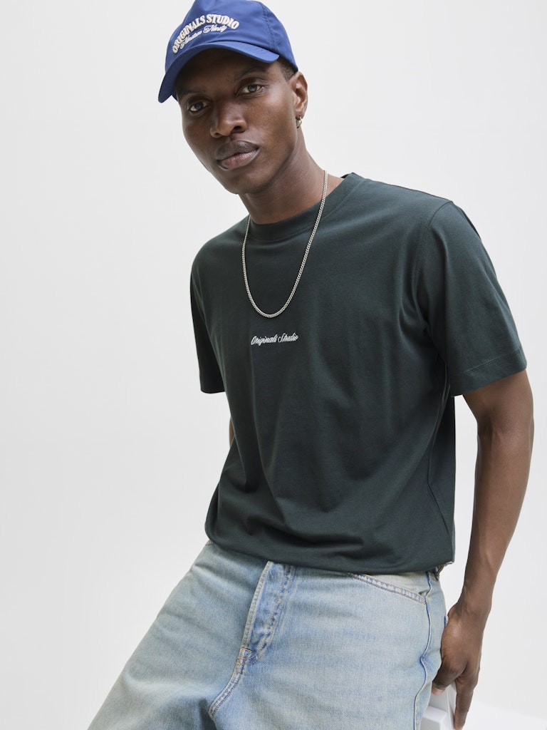 Jornorrebro Emb Tee Ss Crew Neck Noos - Donkergroen
