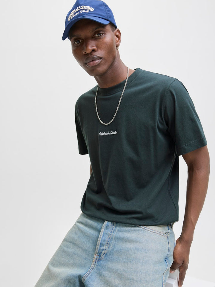 Jornorrebro Emb Tee Ss Crew Neck Noos - Donkergroen