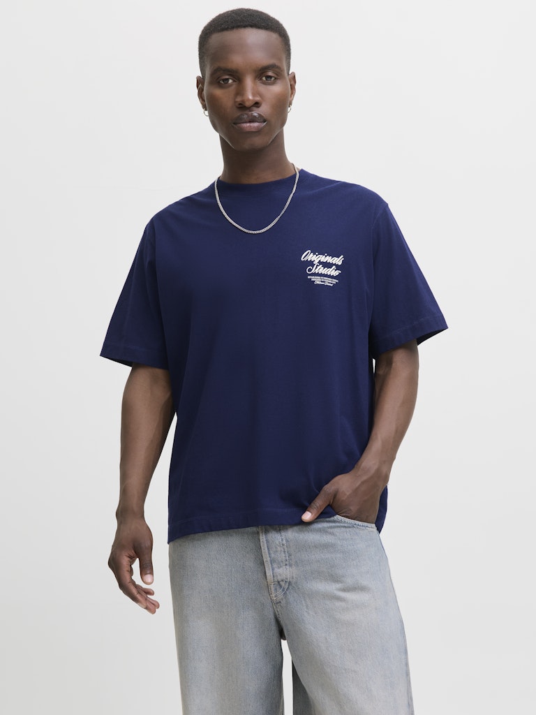 Jornorrebro Typo Tee Ss Crew Neck Noos - Blauw