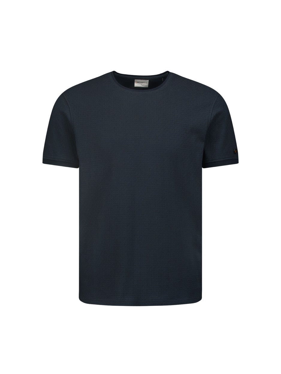 T-shirt Crewneck Solid Jacquard - Navy