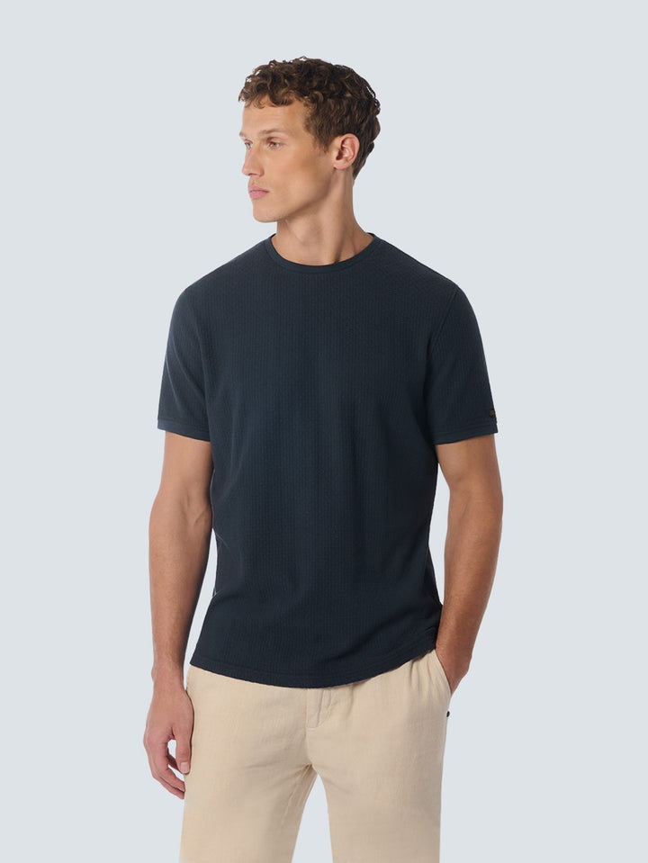 T-shirt Crewneck Solid Jacquard - Navy