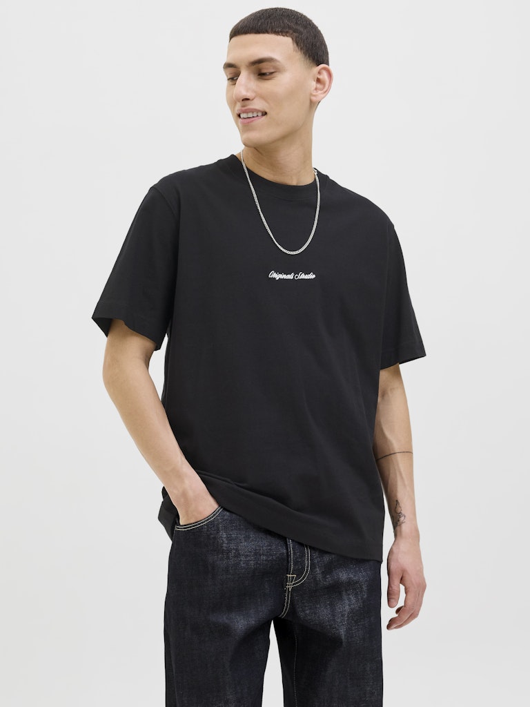 Jornorrebro Emb Tee Ss Crew Neck Noos - Zwart