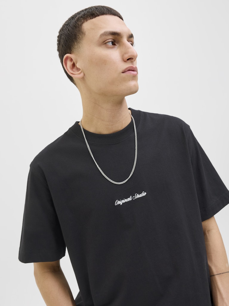 Jornorrebro Emb Tee Ss Crew Neck Noos - Zwart