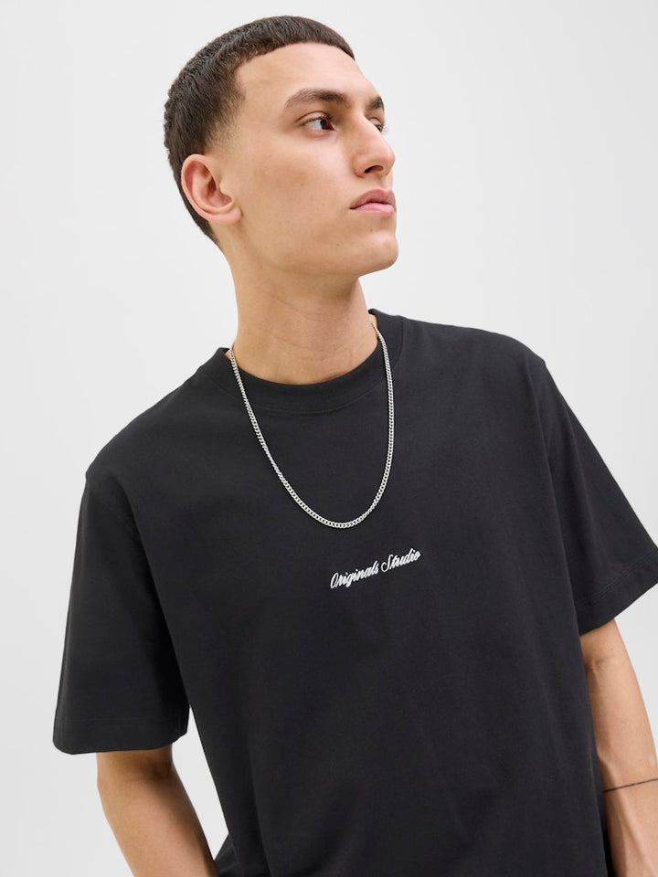 Jornorrebro Emb Tee Ss Crew Neck Noos - Zwart