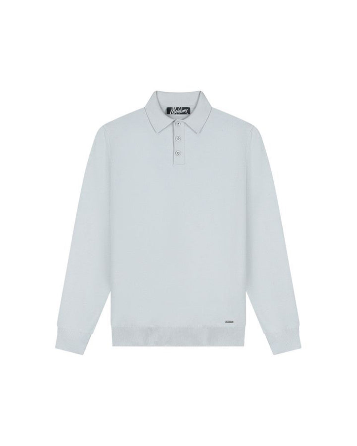 Knitted Long Sleeve Polo - Lichtgrijs