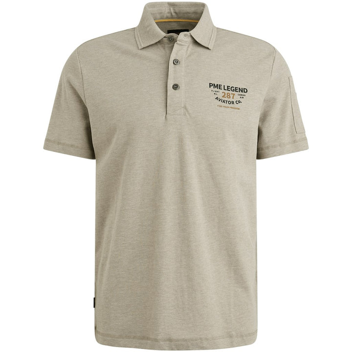 Short Sleeve Polo Pique  Melange - Zand