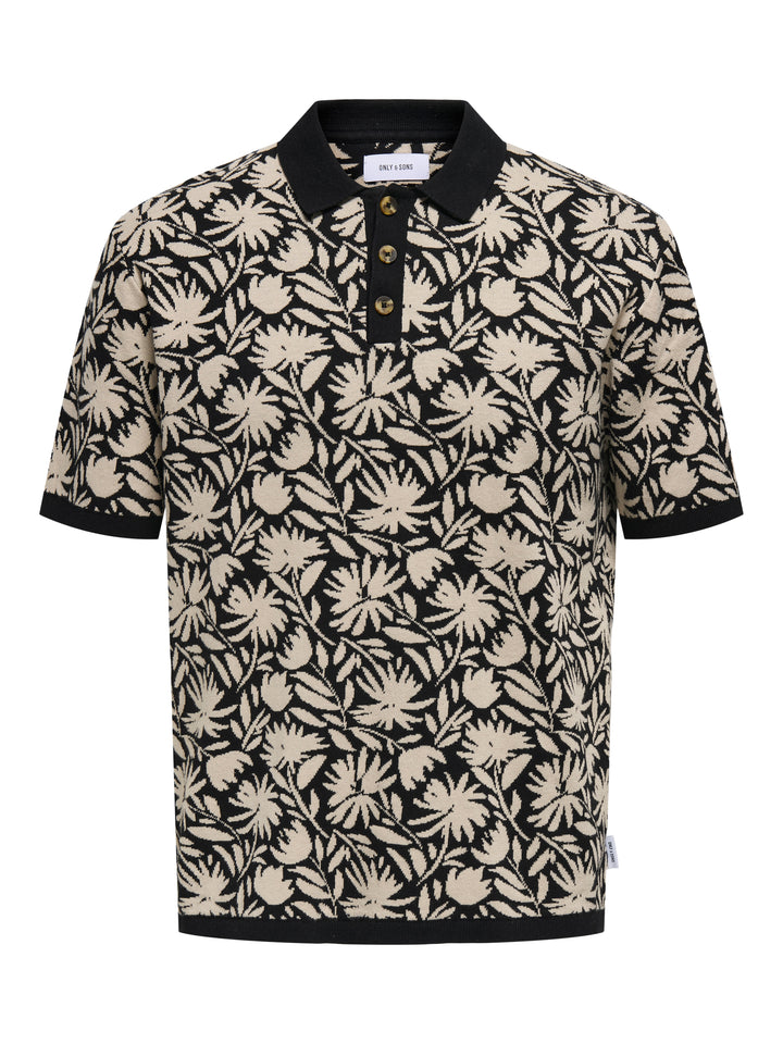 Onsjeremy Reg 12 Ss Polo Knit - Ecru Dessin