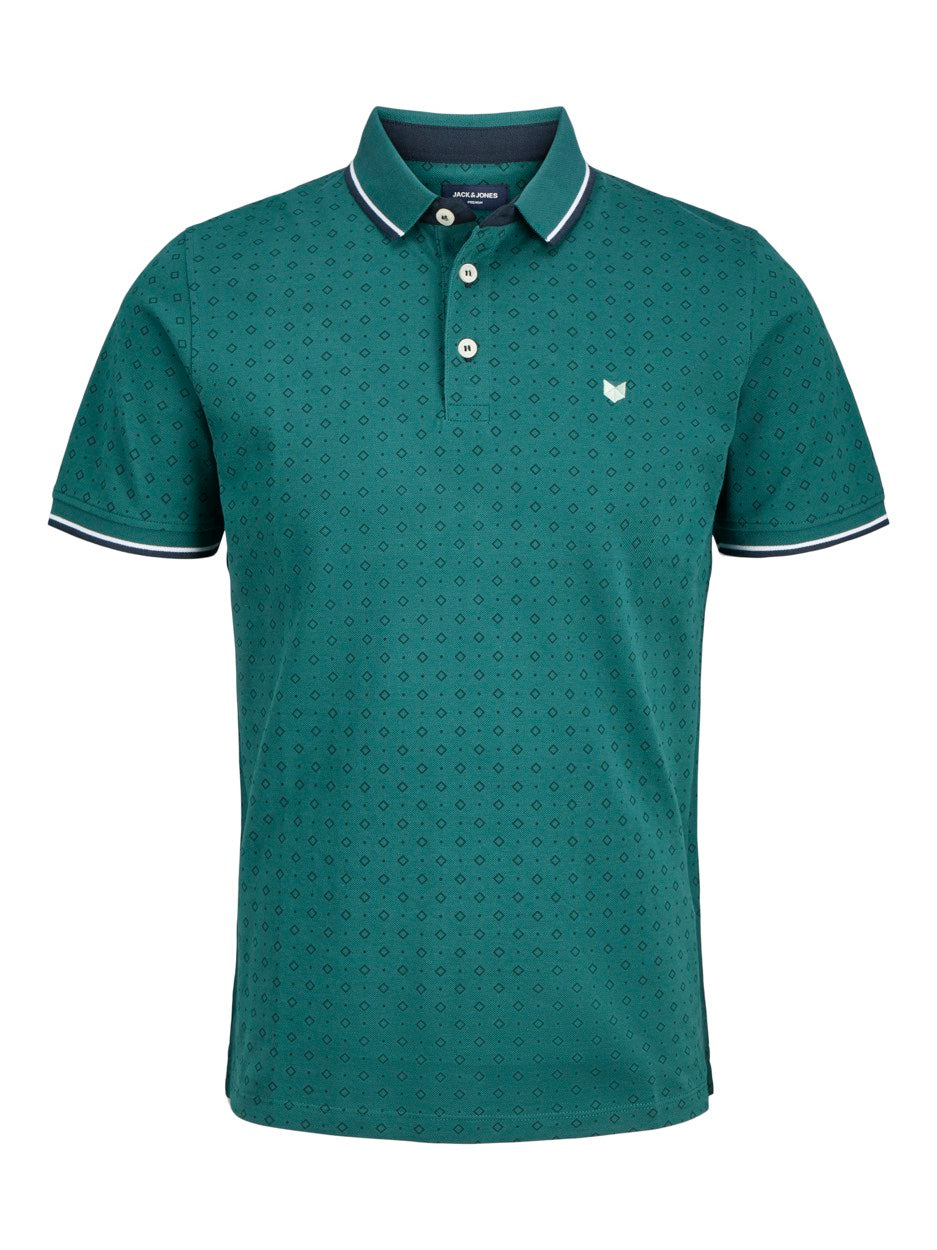 Jprpaulos Play Aop Blu. Ss Polo - Donkergroen