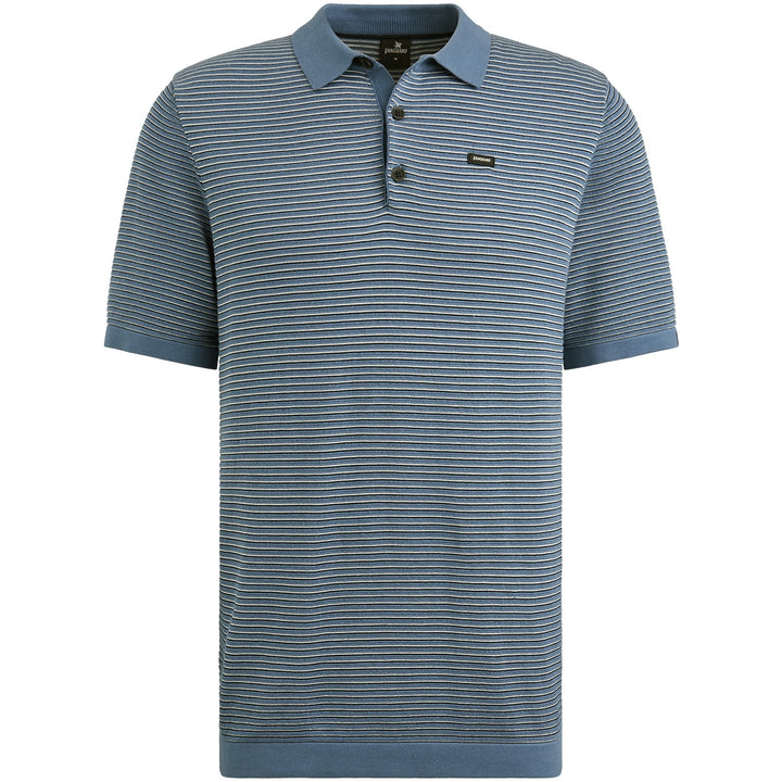 Short Sleeve Polo Cotton Modal - Blauw Dessin