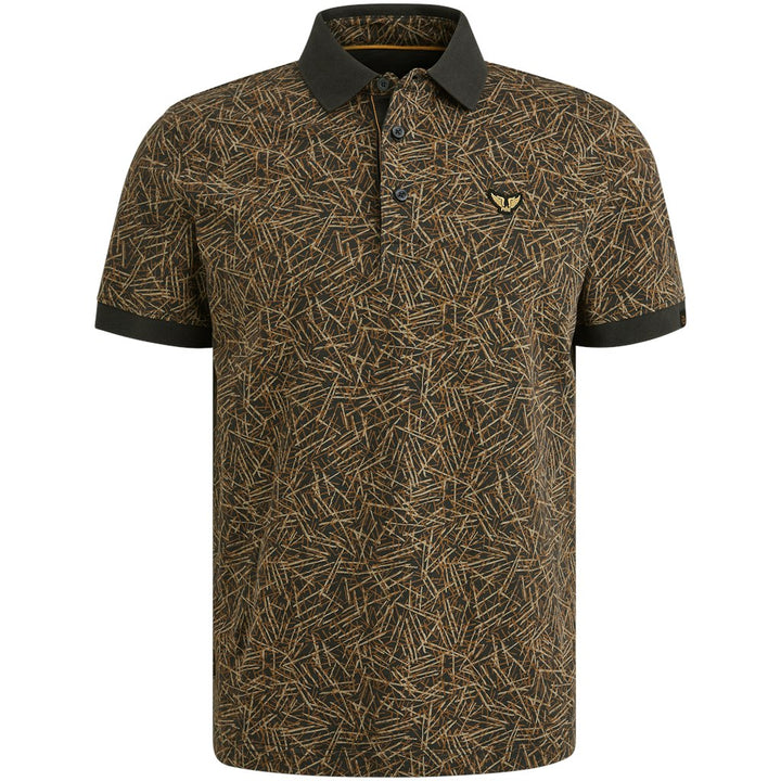 Short Sleeve Polo Slub Jersey Aop - Blauw Dessin