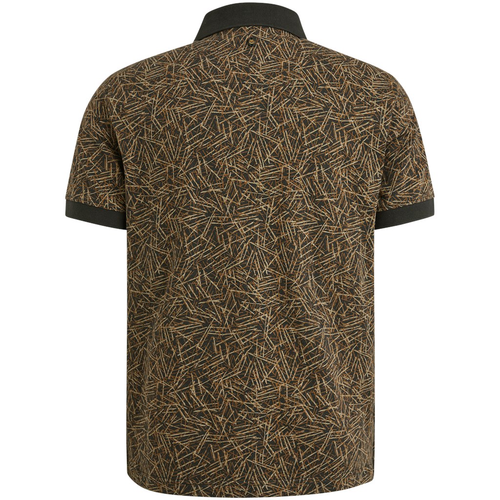 Short Sleeve Polo Slub Jersey Aop - Blauw Dessin