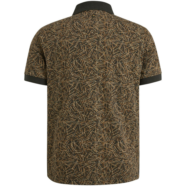 Short Sleeve Polo Slub Jersey Aop - Blauw Dessin