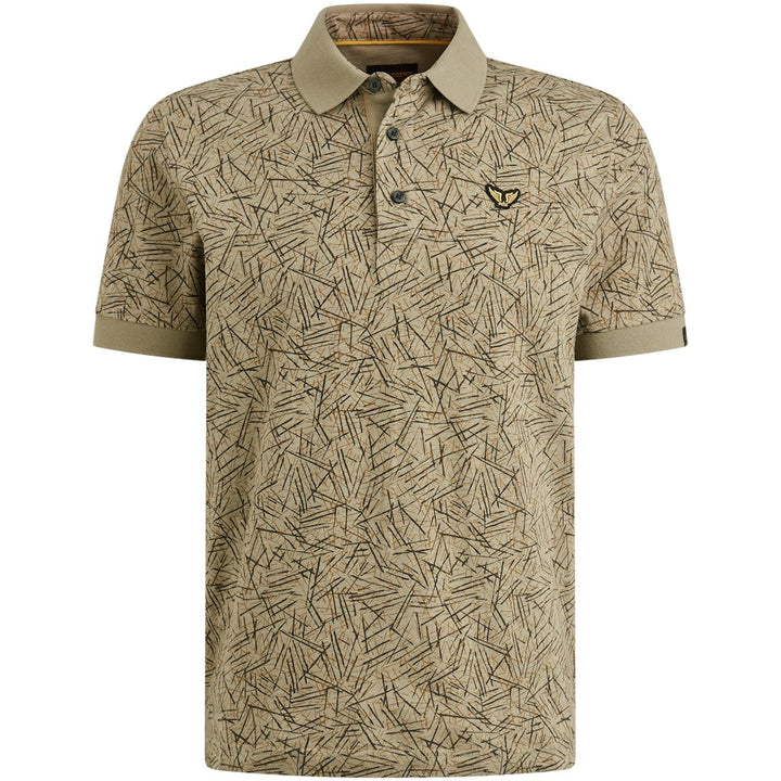 Short Sleeve Polo Slub Jersey Aop - Bruin Dessin