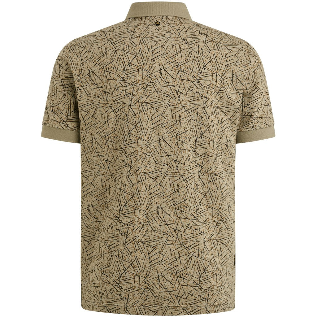Short Sleeve Polo Slub Jersey Aop - Bruin Dessin