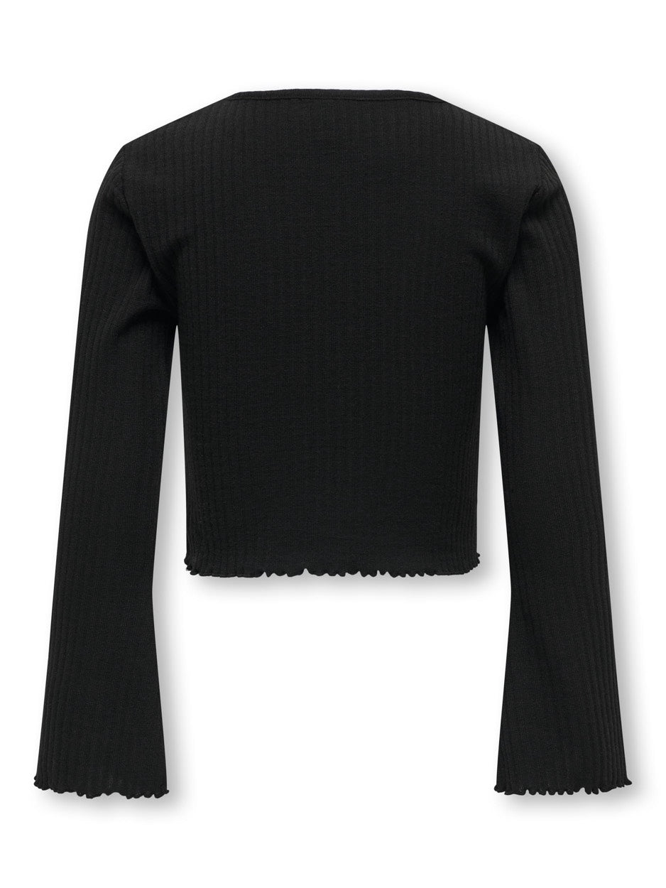 Kognella L/s Flared Sleeve Top Jrs - Zwart