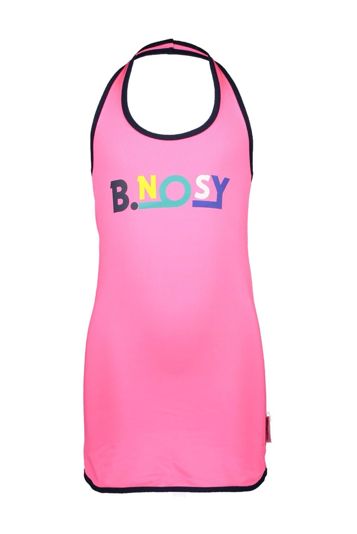 Girls Dumbbell Dress With Dot Aop And Chest - Roze
