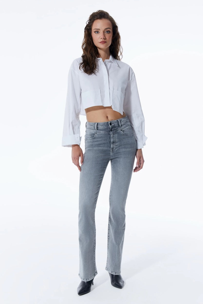 Ultra High Waist Flare; %92 Co-%6 Pes-%2 Ea; 92; Coj Denim - Grey Denim