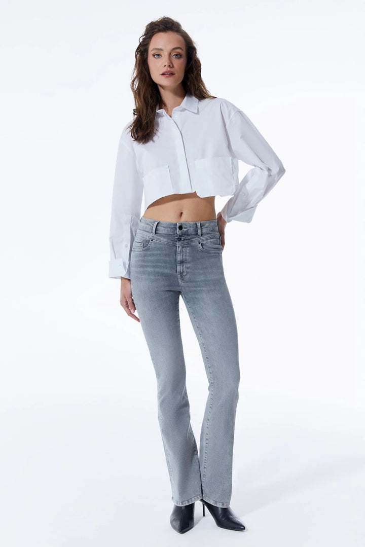 Ultra High Waist Flare; %92 Co-%6 Pes-%2 Ea; 92; Coj Denim - Grey Denim