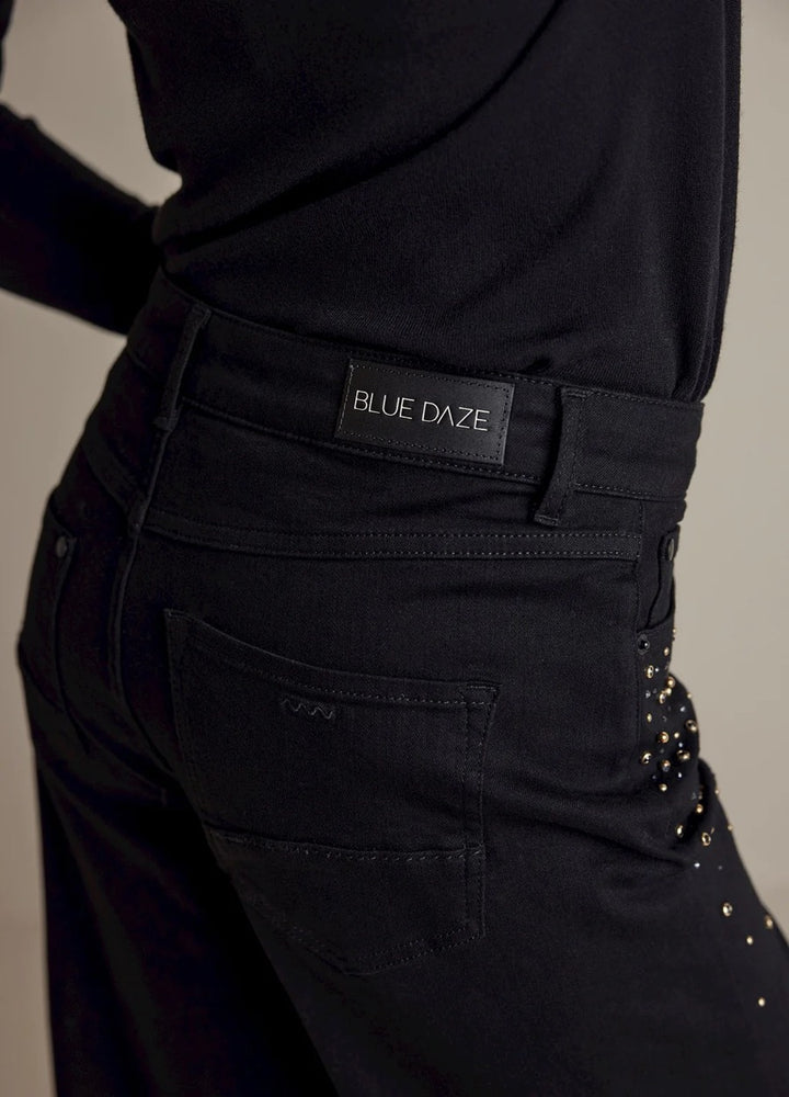 25years: Alya Wide Leg Jeans Black Black Reaction Denim - Black Denim