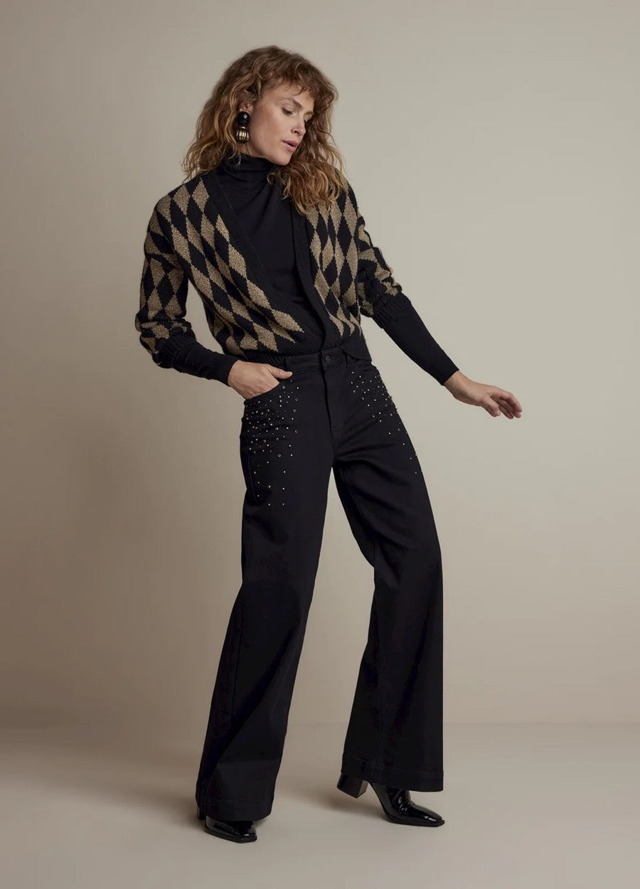 25years: Alya Wide Leg Jeans Black Black Reaction Denim - Black Denim