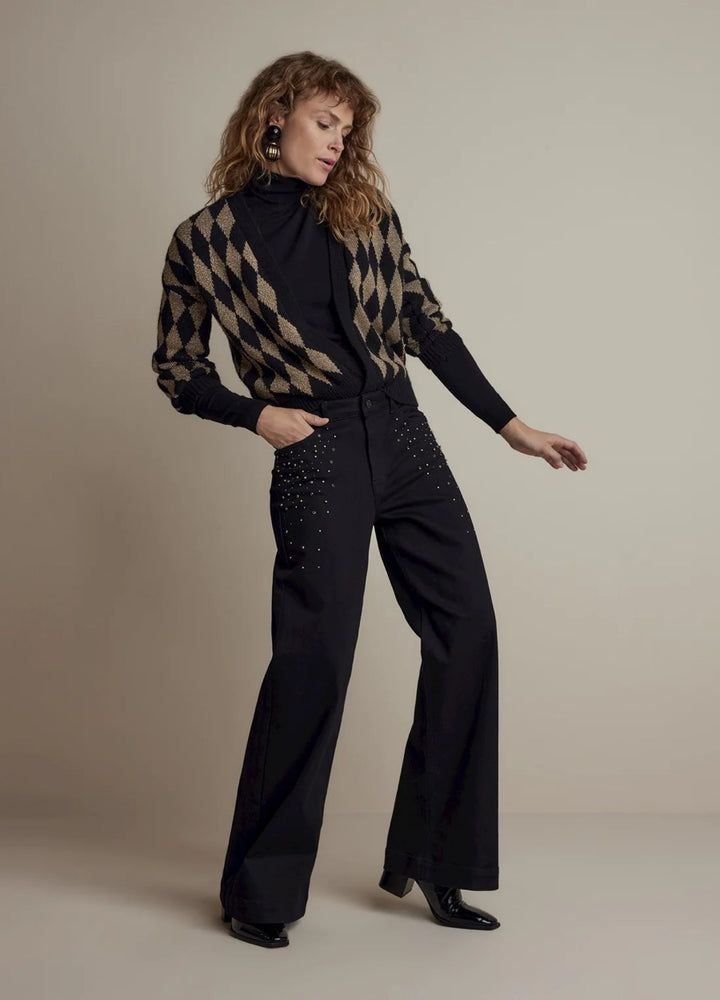 25years: Alya Wide Leg Jeans Black Black Reaction Denim - Black Denim