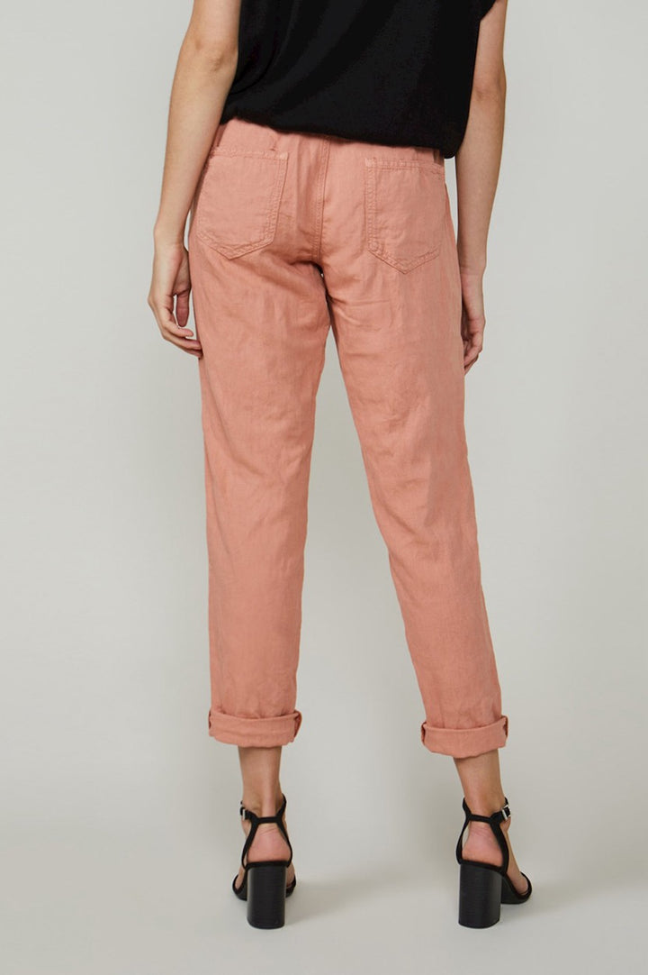 Loose Tapered Pants Drapy Linen Cotton - Roze