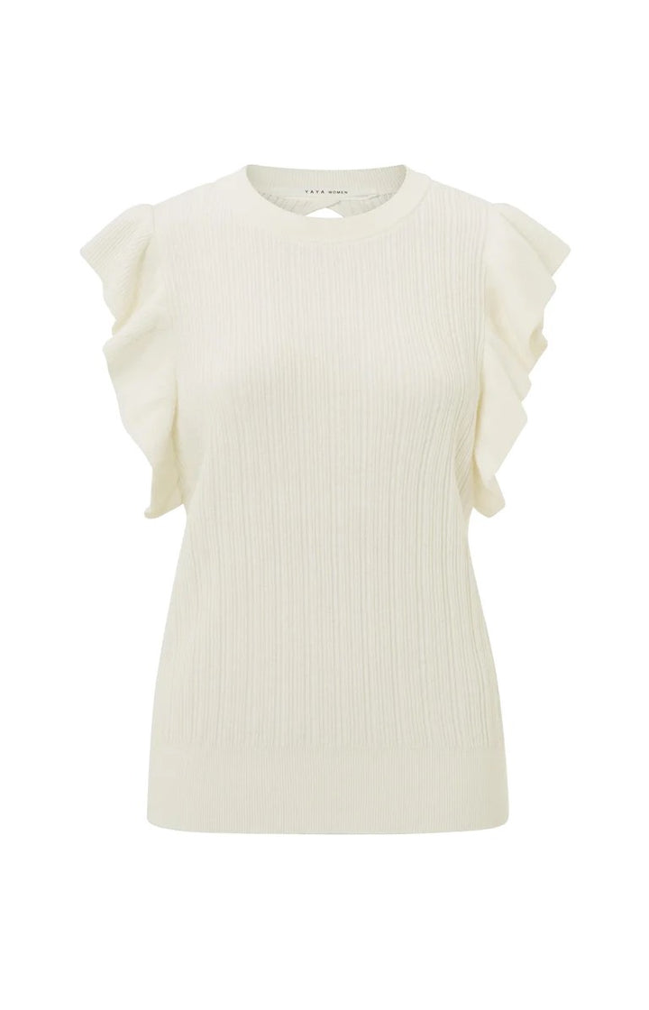 Ruffle Sleeve Sweater - Off-white