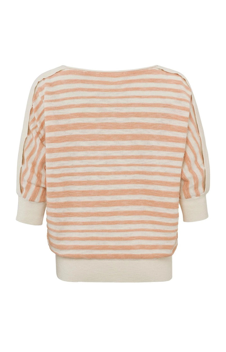 Textured Stripe Sweater Ls - Oranje Dessin
