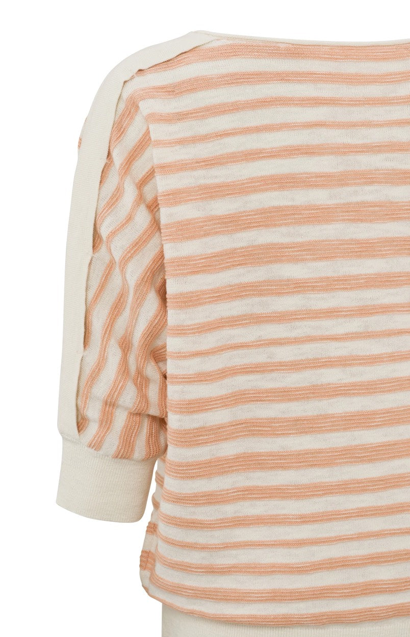 Textured Stripe Sweater Ls - Oranje Dessin