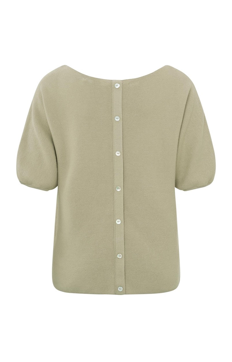 Sweater With Short Sleeves - Olijf
