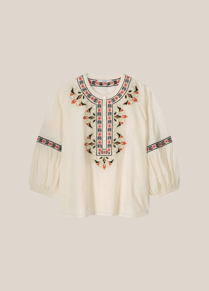 Blouse Cotton Voile Embroidered - Off-white