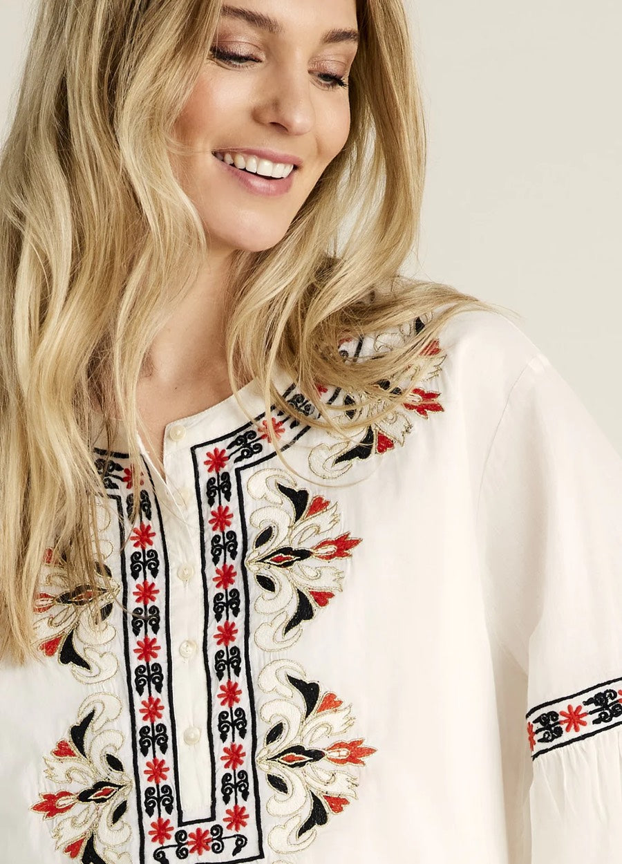 Blouse Cotton Voile Embroidered - Off-white
