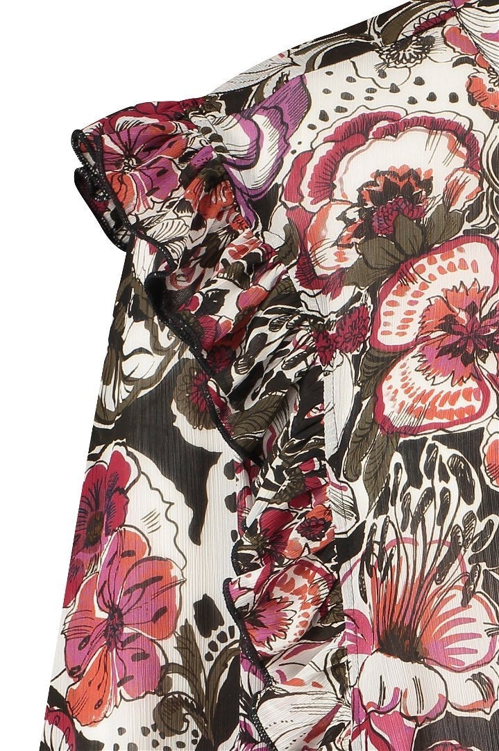 06388 Dieke Crepe Flower Blouse - Ecru Dessin