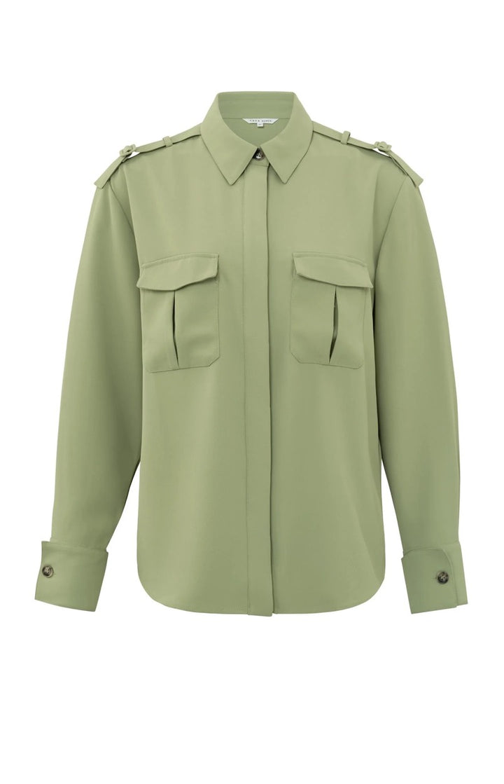 Feminine Cargo Blouse W. Epaul - Olijf