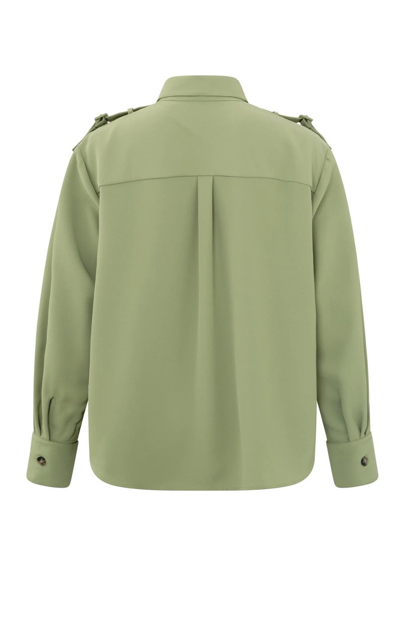 Feminine Cargo Blouse W. Epaul - Olijf