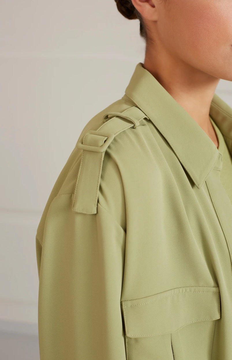 Feminine Cargo Blouse W. Epaul - Olijf