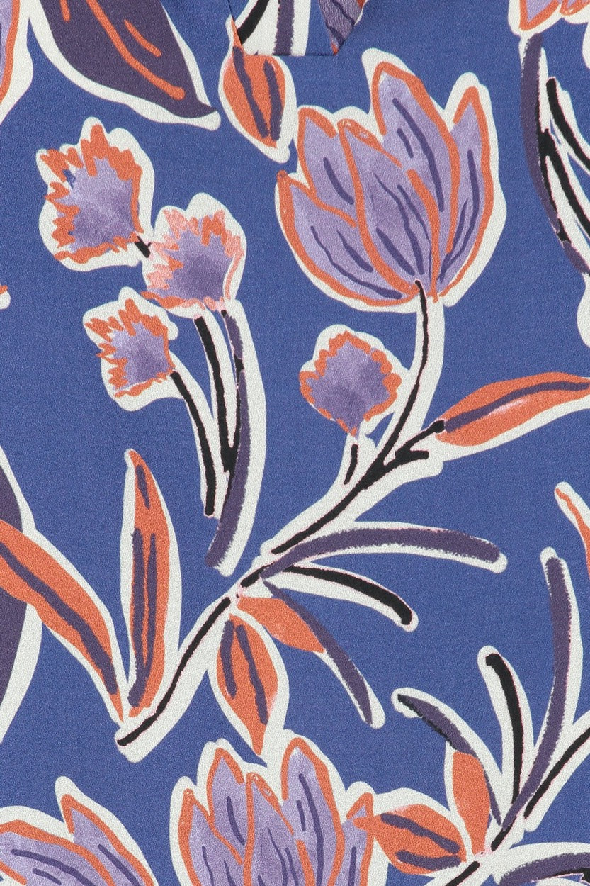 Iris Flower Ls Blouse - Blauw Dessin