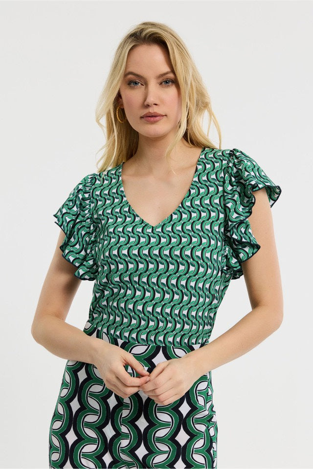 Sieta Small Chain Shirt - Groen Dessin